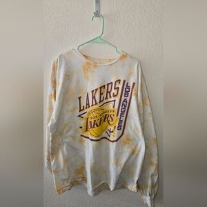 NBA Los Angeles Lakers Tie-Dye Long Sleeve Shirt - Yellow and White